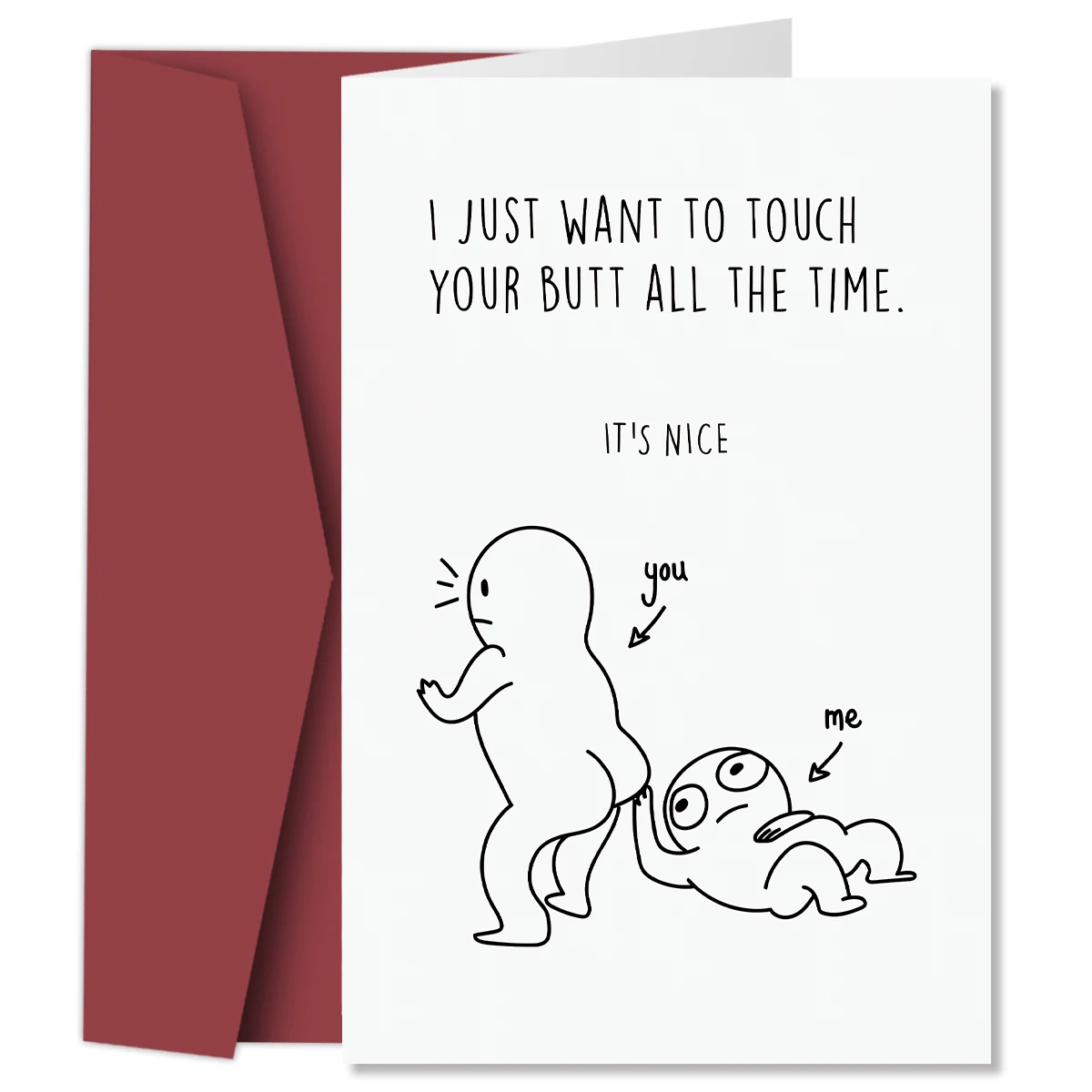 1PC Naughty Touch Your Butt Love Card, Cheeky Anniversary Card for Him Her, Funny Birthday Greeting Card for Couple Wife Husband