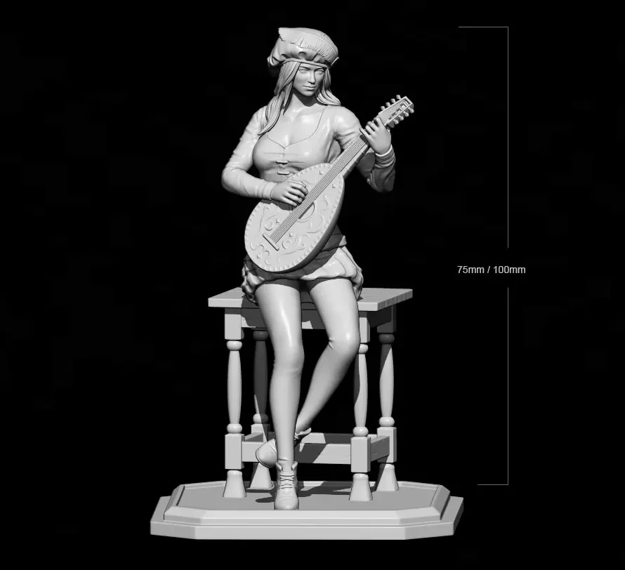 1/24 1/18 Resin Model Kits Figurine Girl Play The Piano Unpainted No Color Sculpture 186