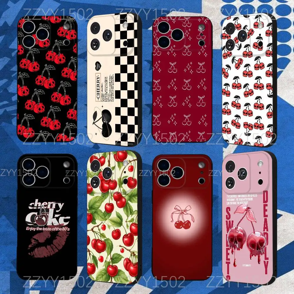 

Rotro Black Cherry Cherries Phone Case For iPhone 17,16,15,14,13,12,Pro,Max,Plus,E,SE4,Air,Mini Black Funda Shell