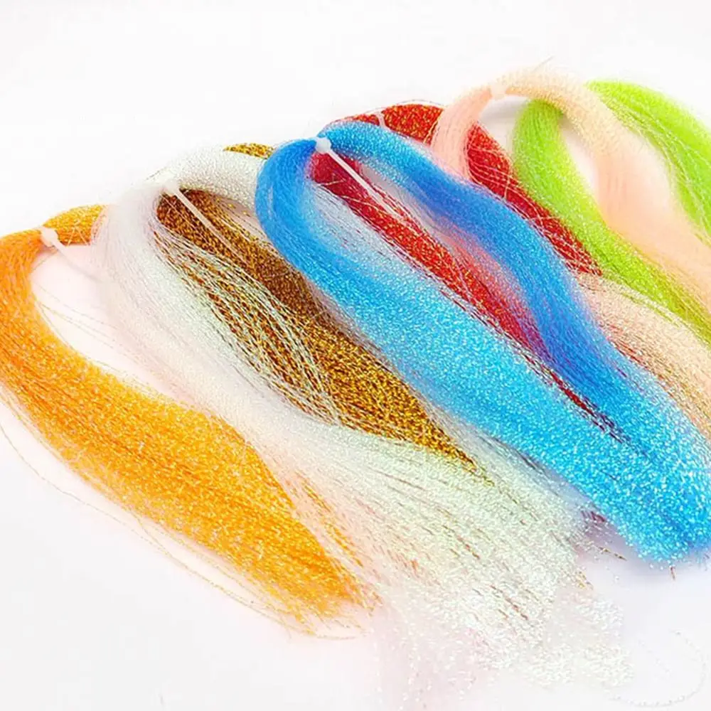 Flash Fly Tying Materials Fishing Tackle Steel Lead Jig Head Hook Holographic Tinsel Squirmy screw Lure Making Material