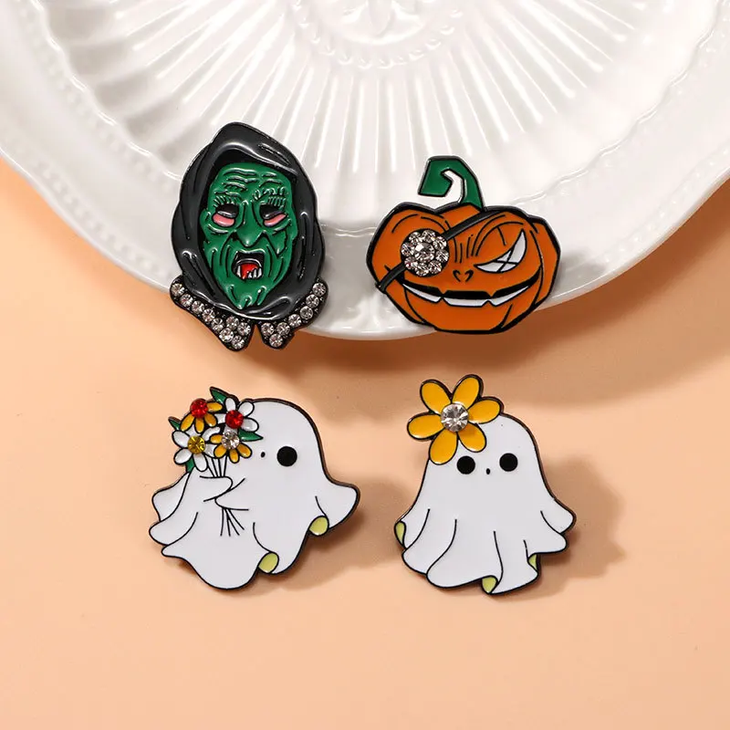 Halloween brooch cute ghost cartoon badge horror mask chest flower holiday commemorative gift decoration waist buckle