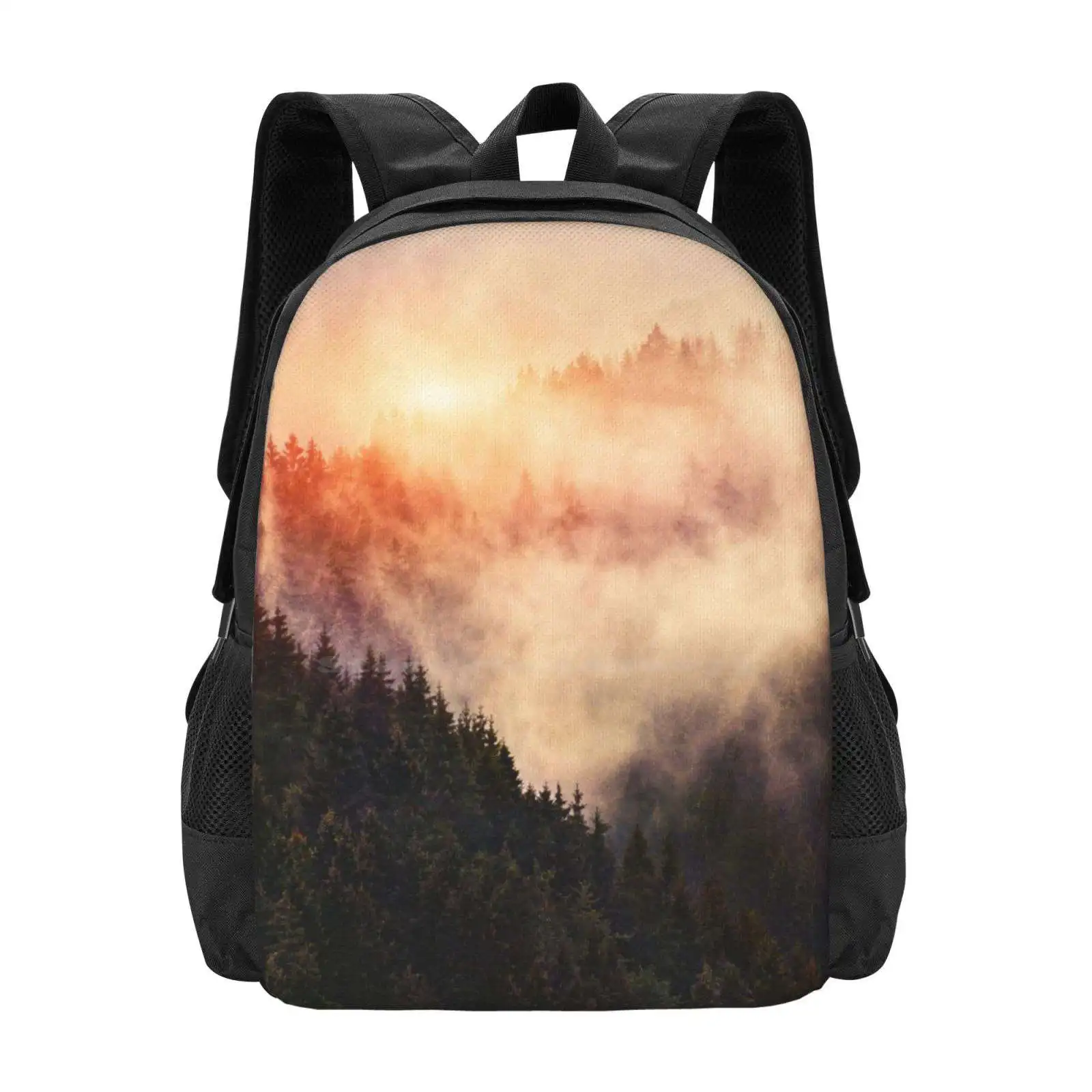 En mi otro mundo mochila de moda, bolsos de Color, paisaje, puesta de sol, humor, bosque, montañas, aventura, niebla, Wanderlust, gran oferta