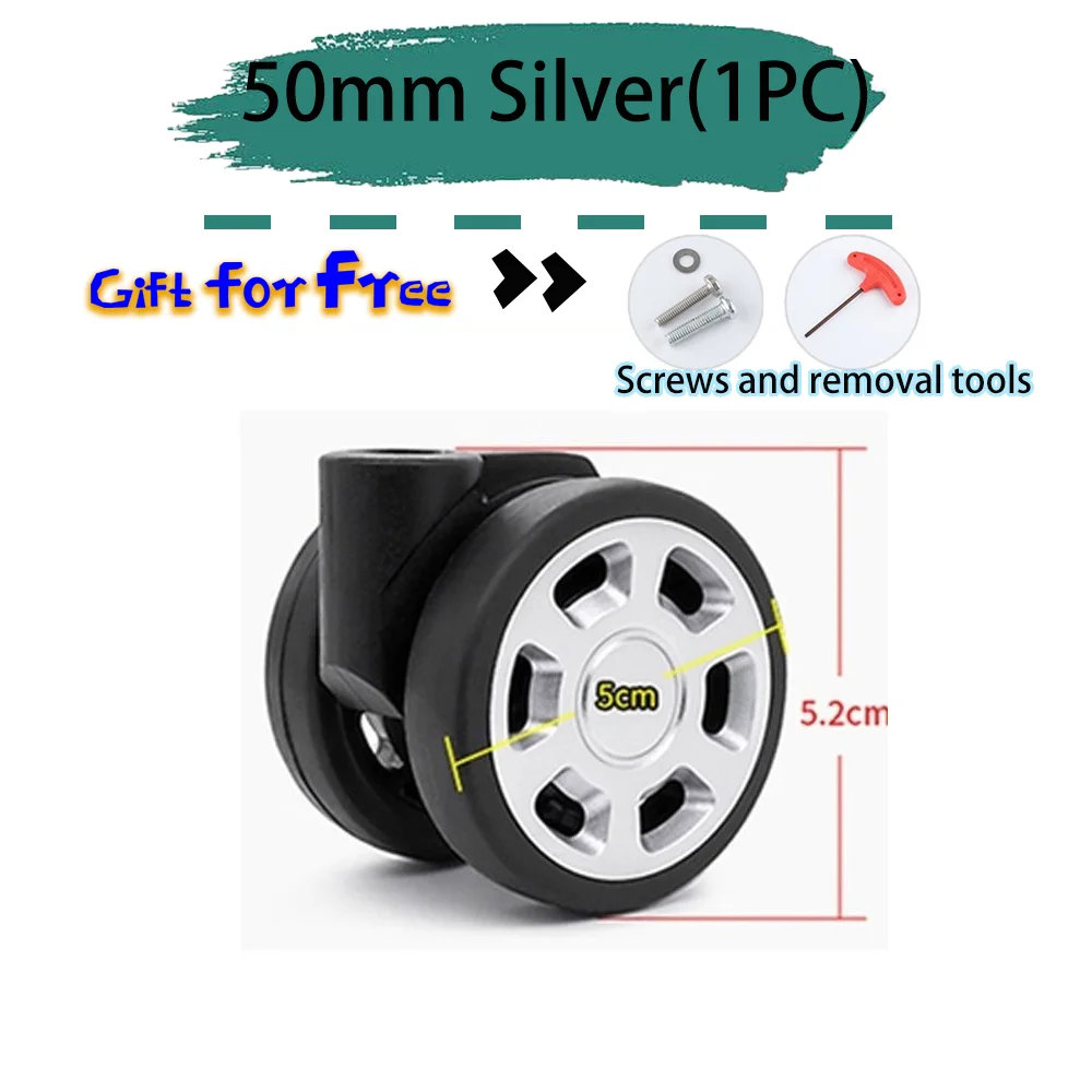 Универсальные бесшумные колеса для багажа, 50 мм, для ремонта чемоданов