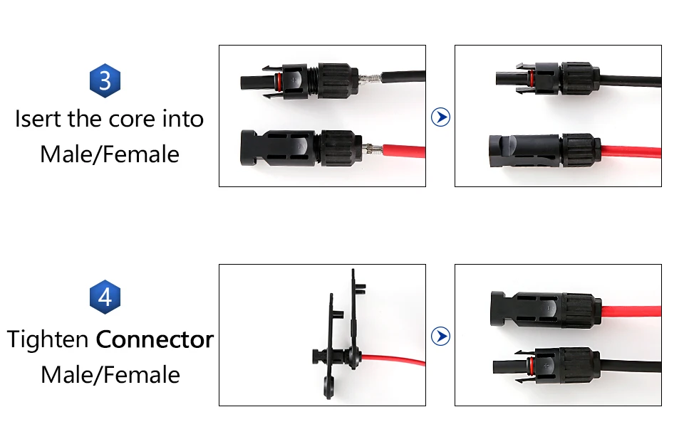 XIONGISOLAR Solar PV Cable Wire Black+Red 2.5/4/6mm2 with Male and Female Extension Cord US Plug 10/12/14 AWG Solar PV Wires