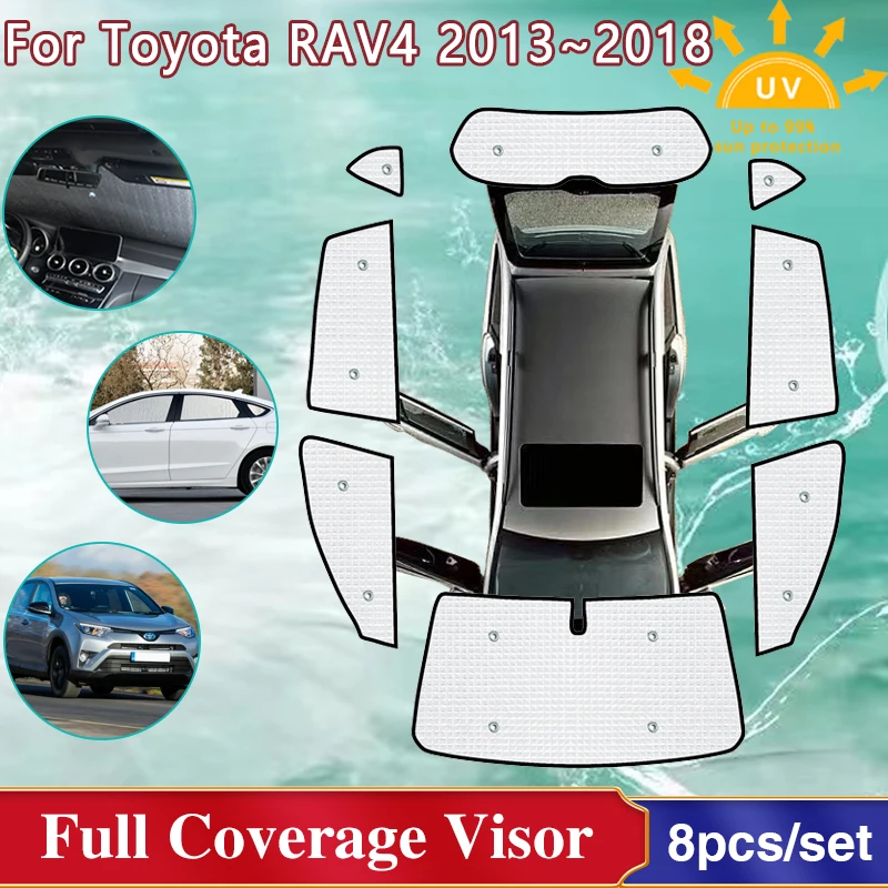 

Полные чехлы, солнцезащитные козырьки для Toyota RAV4, аксессуары XA40 2013 ~ 2018, лобовое стекло, боковой козырек, автомобильные аксессуары 2016 2017