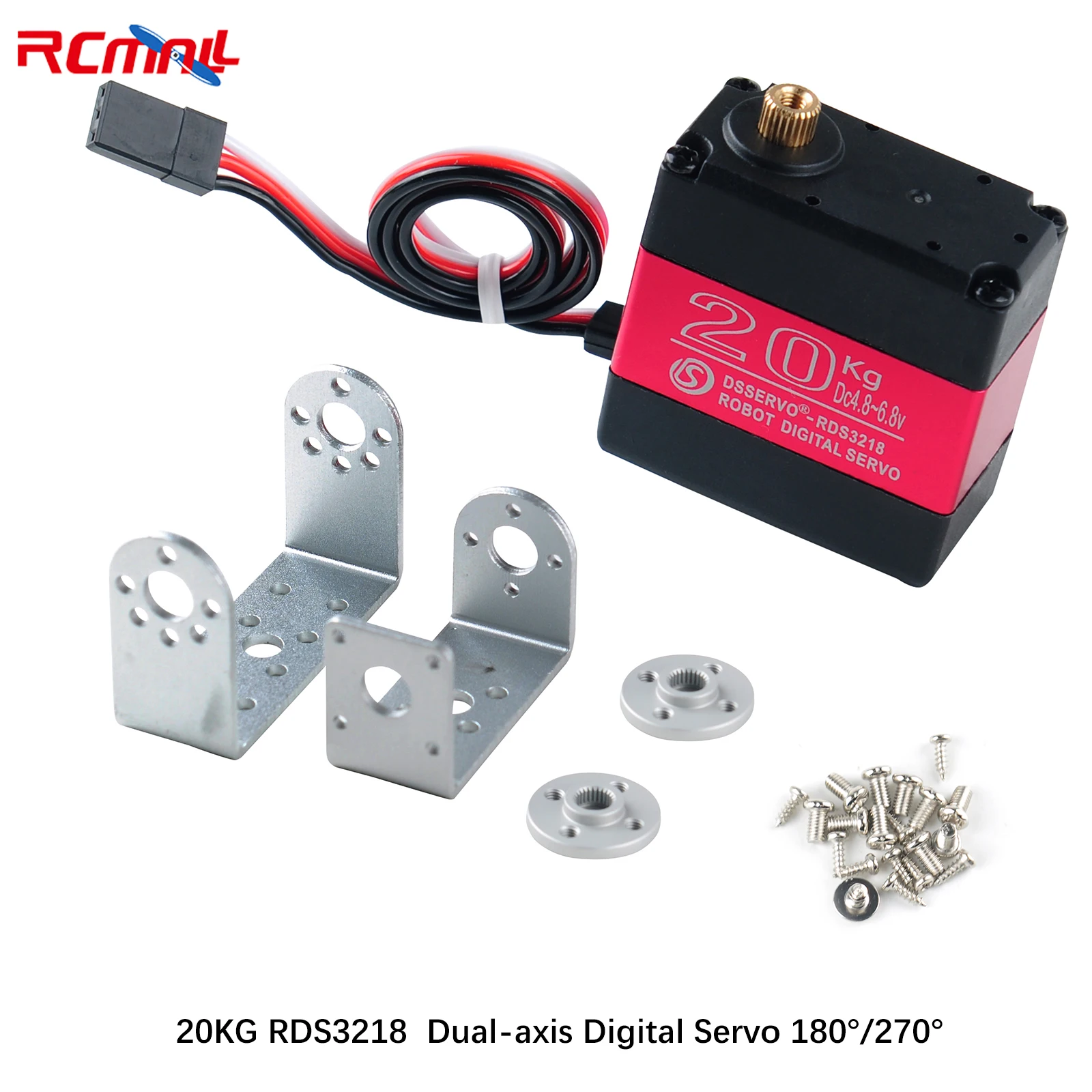 

20KG RDS3218 Dual Shaft Digital Servo with Bracket 180 270 Degree High Torque Full Metal Gear Robotic Servo for Robot