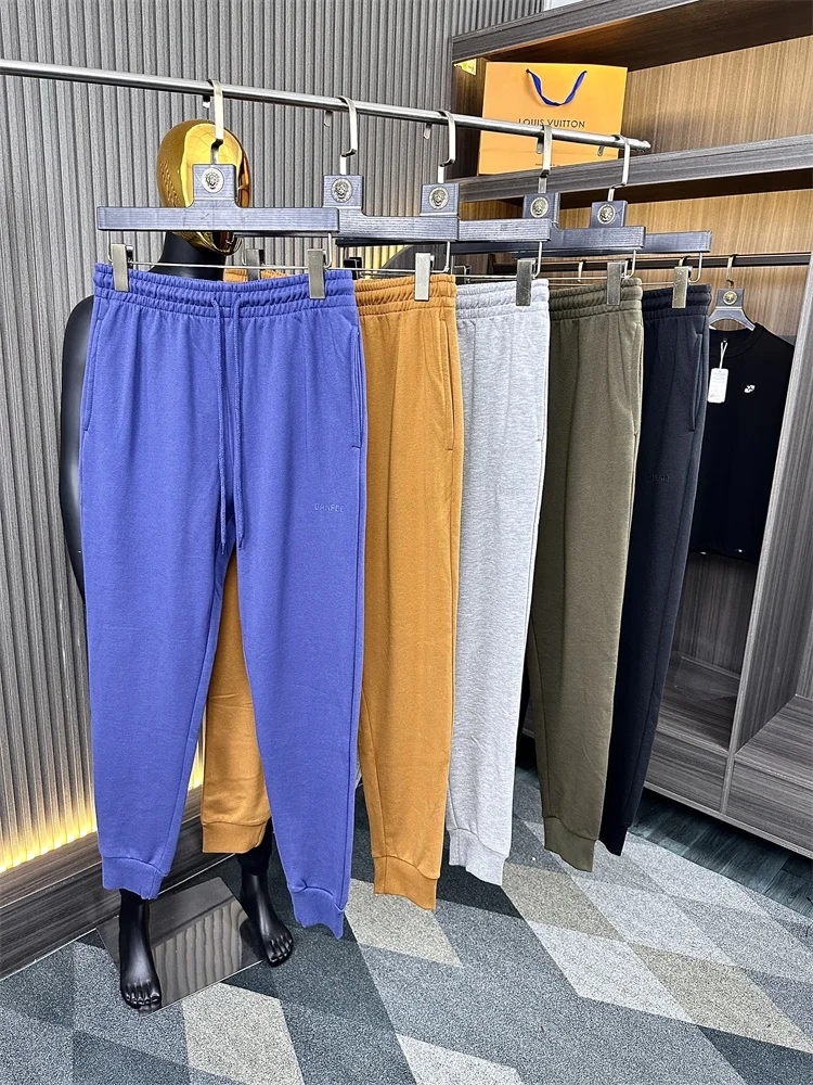 

Classic Men's Casual Pants Spring Autumn Pure Color Sweatpants Elastic Waist Youthful Sle Regular Thin Daily Wear