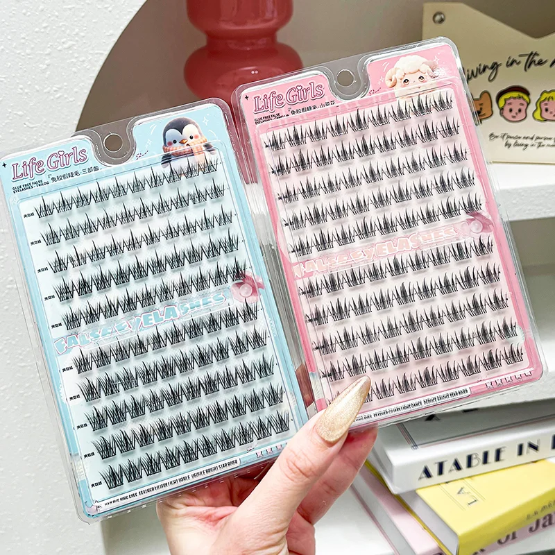 Glue-free Self-adhesive False Eyelashes Thick Curling Sunflower W-Shaped DIY Anime Eyes Lashes Extension Enlarge Eyes Tool