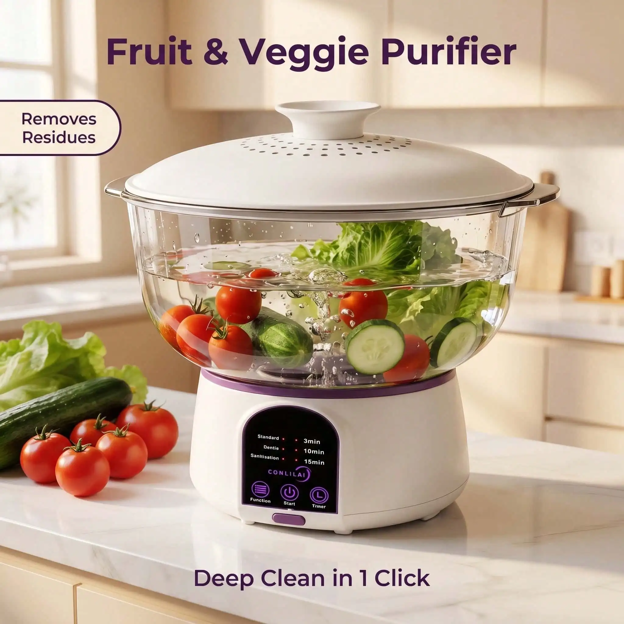 Oversized USB Rechargeable Fruit Vegetable Cleaner, Upgraded Multi-Battery Design For Long Endurance, High Efficient Portable Food Purifier With Stylish Look & Premium Material, Ideal For Home, Picnic & Travel, Perfect Gift For Mom