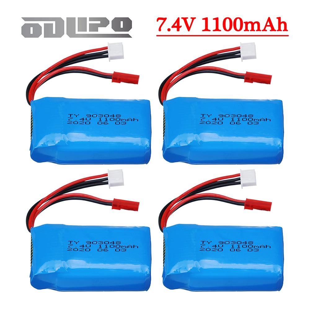 7.4V 1100mAh LiPo Battery JST Plug for WLtoys A949 A959 A969 A979 V912 V913 V353 k929 V262 L959 T23 T55 F45 RC Car Battery Parts