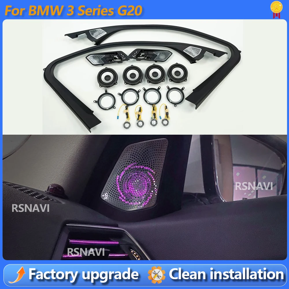 Cubierta de Altavoz con Luz Ambiental para BMW Serie 3 G20, Rejilla de Altavoz LED para BMW G20, Mejora de Audio, Rejilla de Altavoz de Rango Medio y Tweeter