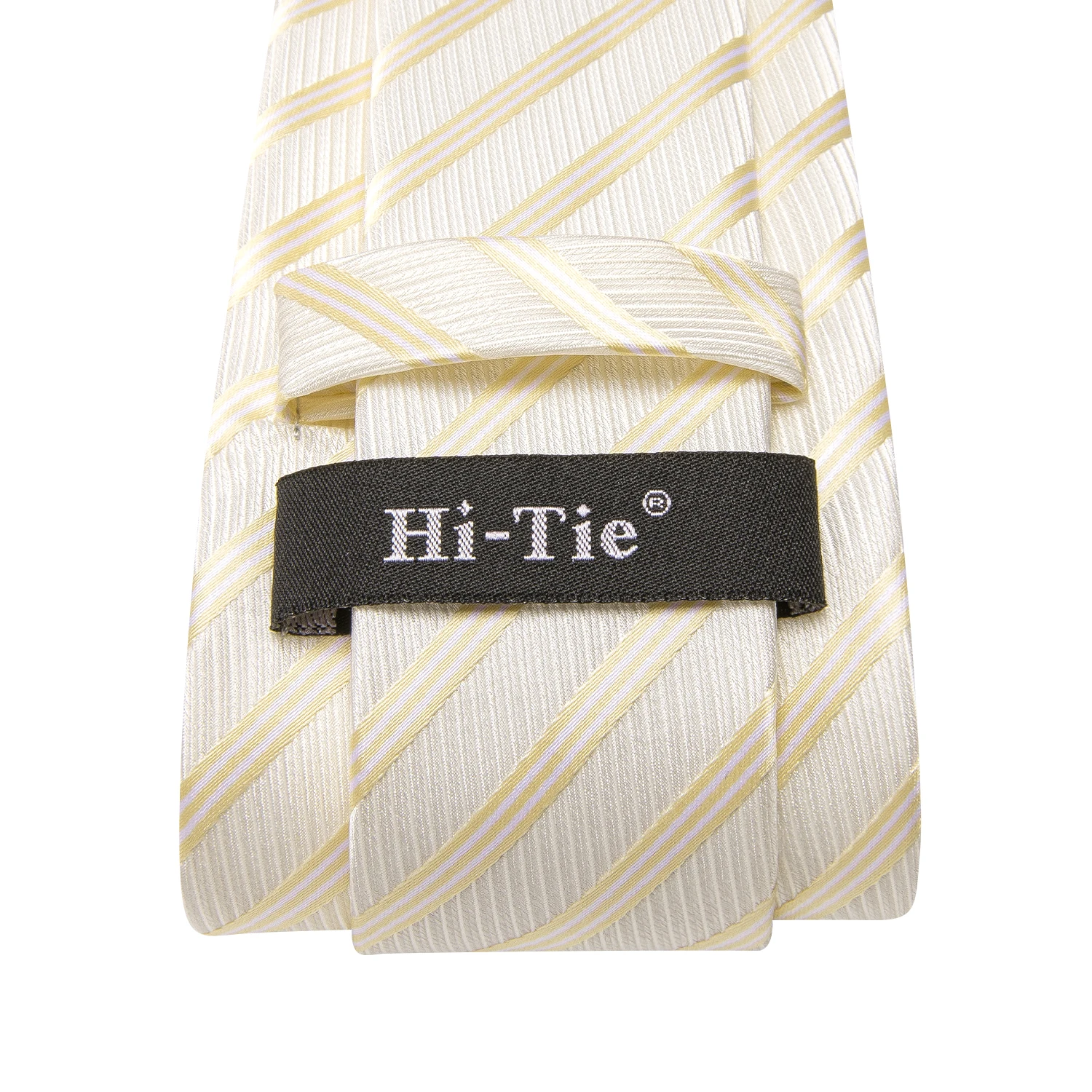 Hi-Tie a righe Champagne elegante uomo cravatta Jacquard cravatta accessorio abbigliamento quotidiano cravatta matrimonio festa d'affari Hanky gemello