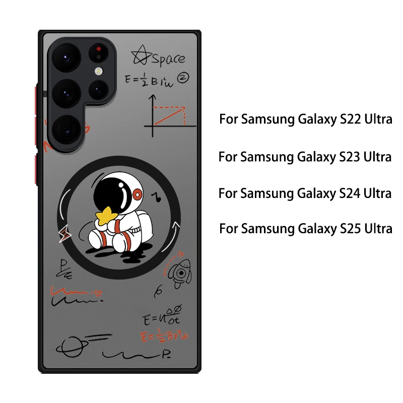 For Samsung Galaxy S25 Edge S24 S23 Ultra Plus S21 S25 FE S22 Astronaut Magsafe Charging Iron Ring Case Shockproof Bumper Cover - náhled 3