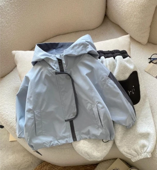 

Children Hooded Jacket for Spring and Autumn 2025 New Casual Sports Windproof Tops for Boys and Girls Outerwear