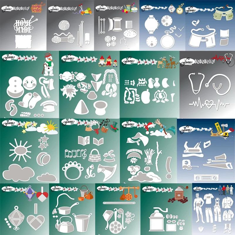 MonkeyStamp Snowman and Worker Kitchen Tools Metal Cutting Dies for DIY Scrapbooking Photo Album Decorative Embossing Paper Card