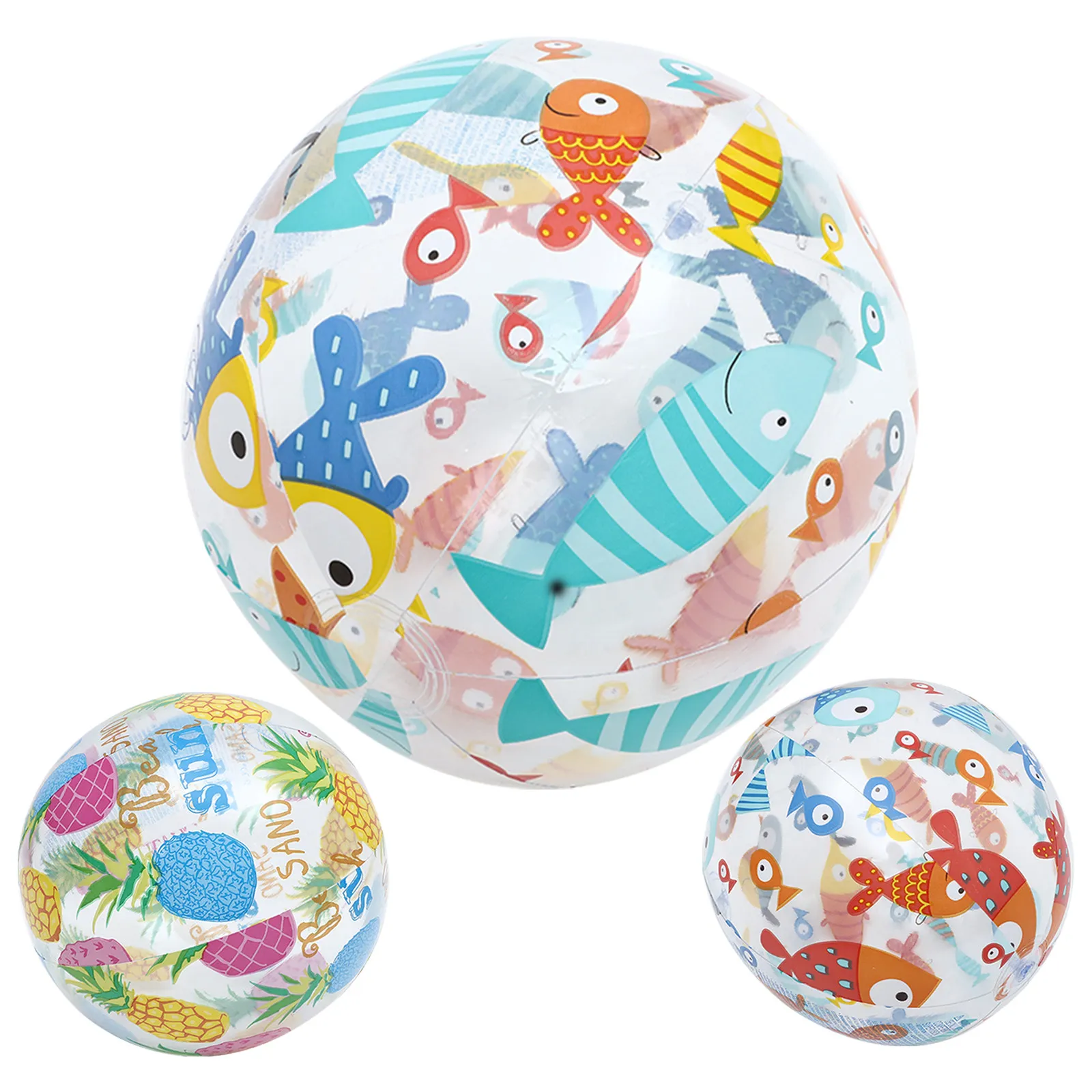 3Pcs Sea Creature Inflatable Beach Balls Colorful Clear Design for Summer Pool Beach Fun Games Activities Ball for Kids