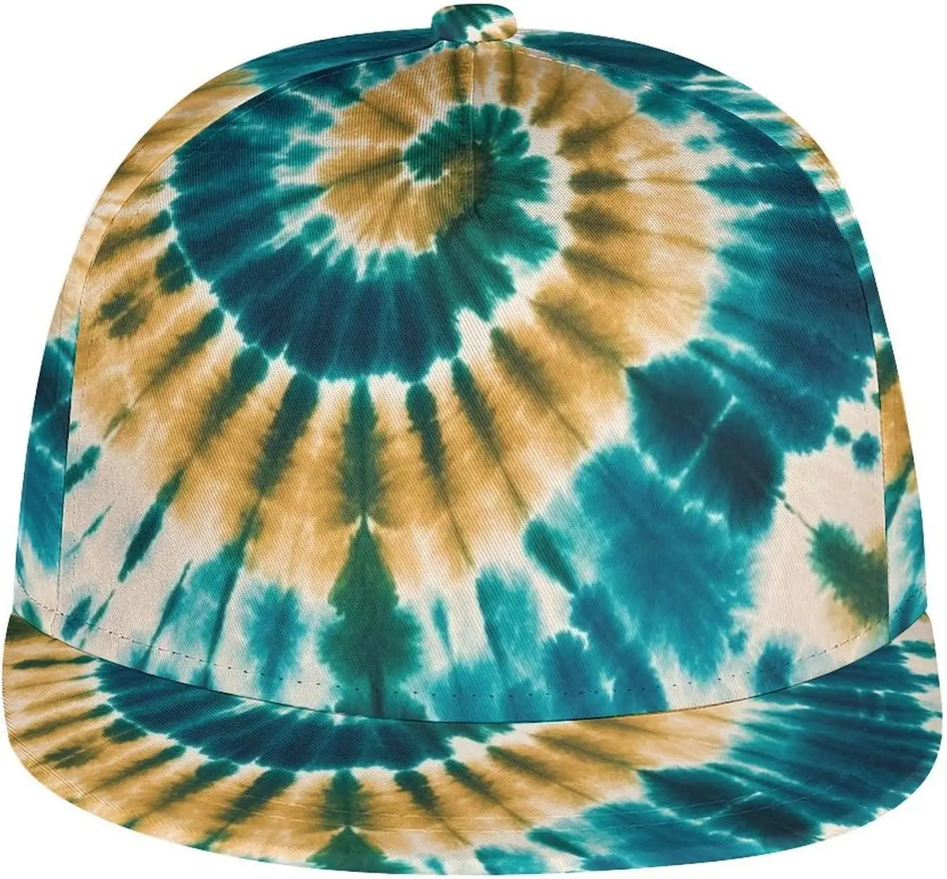 Teal and Gold Spiral Tie-Dye Baseball Cap Men Women Basic Baseball Cap Dad Hat for Hiking Tennis Outdoor