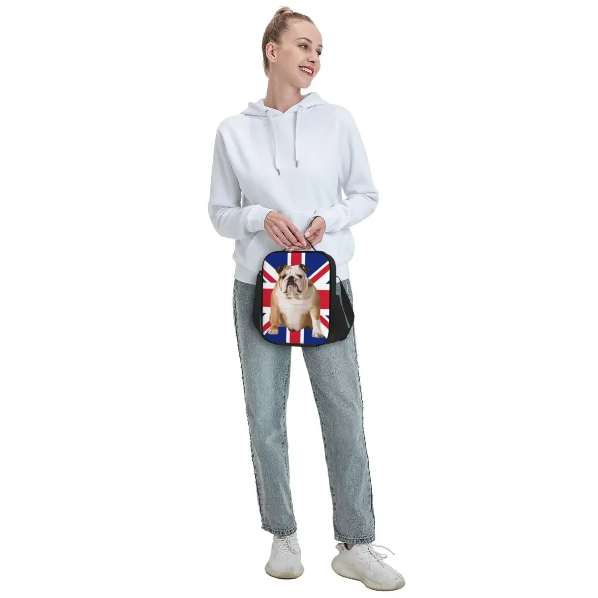 Sacos isolados do almoço para a escola do trabalho, buldogue inglês, bandeira britânica, Leakproof, refrigerador térmico, caixa, buldogue, patriótico, Union Jack