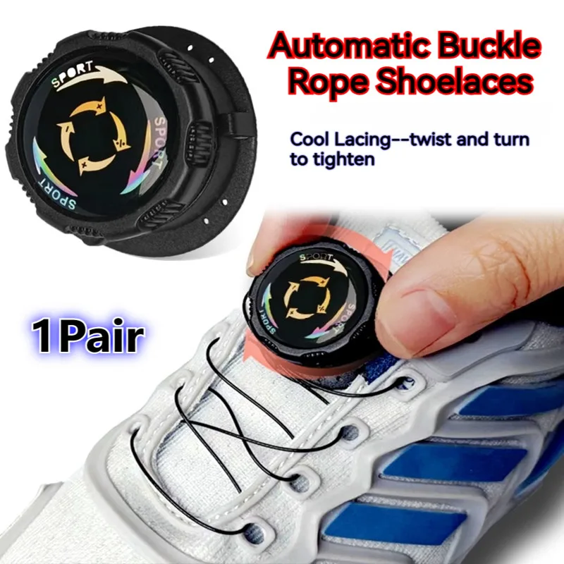 

1Pair Sneaker ShoeLaces Metal Wire Swivel Automatic Buckle Rope Shoelace For Kids/Adult No Tie Shoe Laces Quick Lock Shoestrings