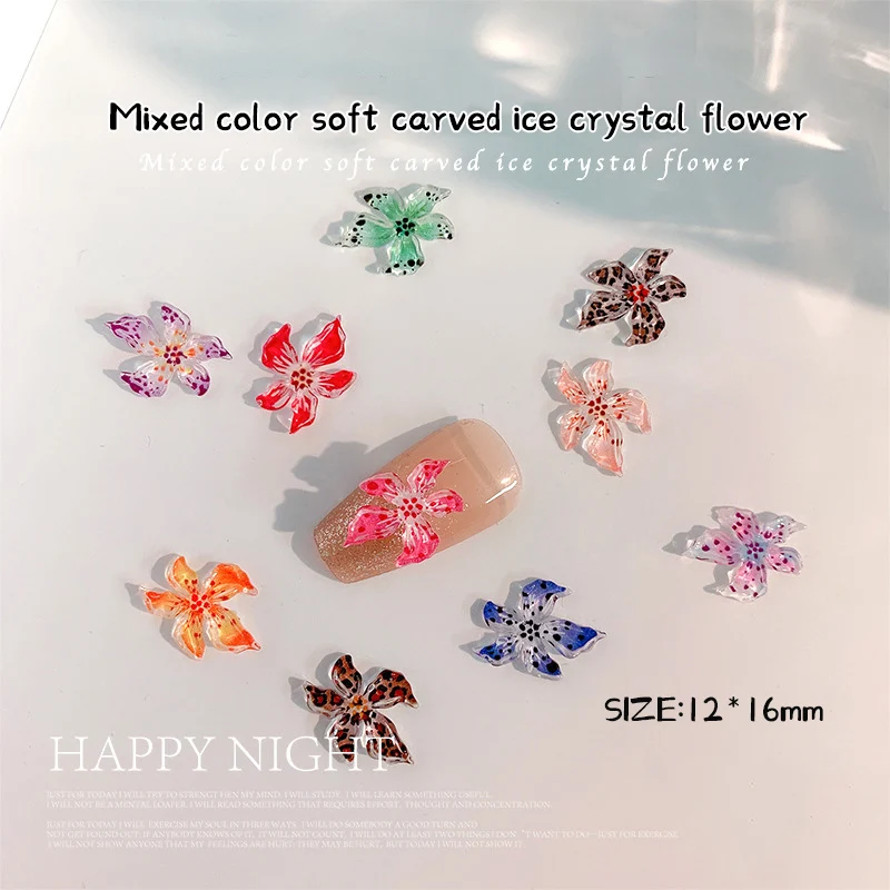3D żywica paznokcie artystyczne dżetów kolorowe mieszane kwiatowe wisiorki wykwintna biżuteria akrylowa Manicure dekoracje DIY akcesoria narzędzia