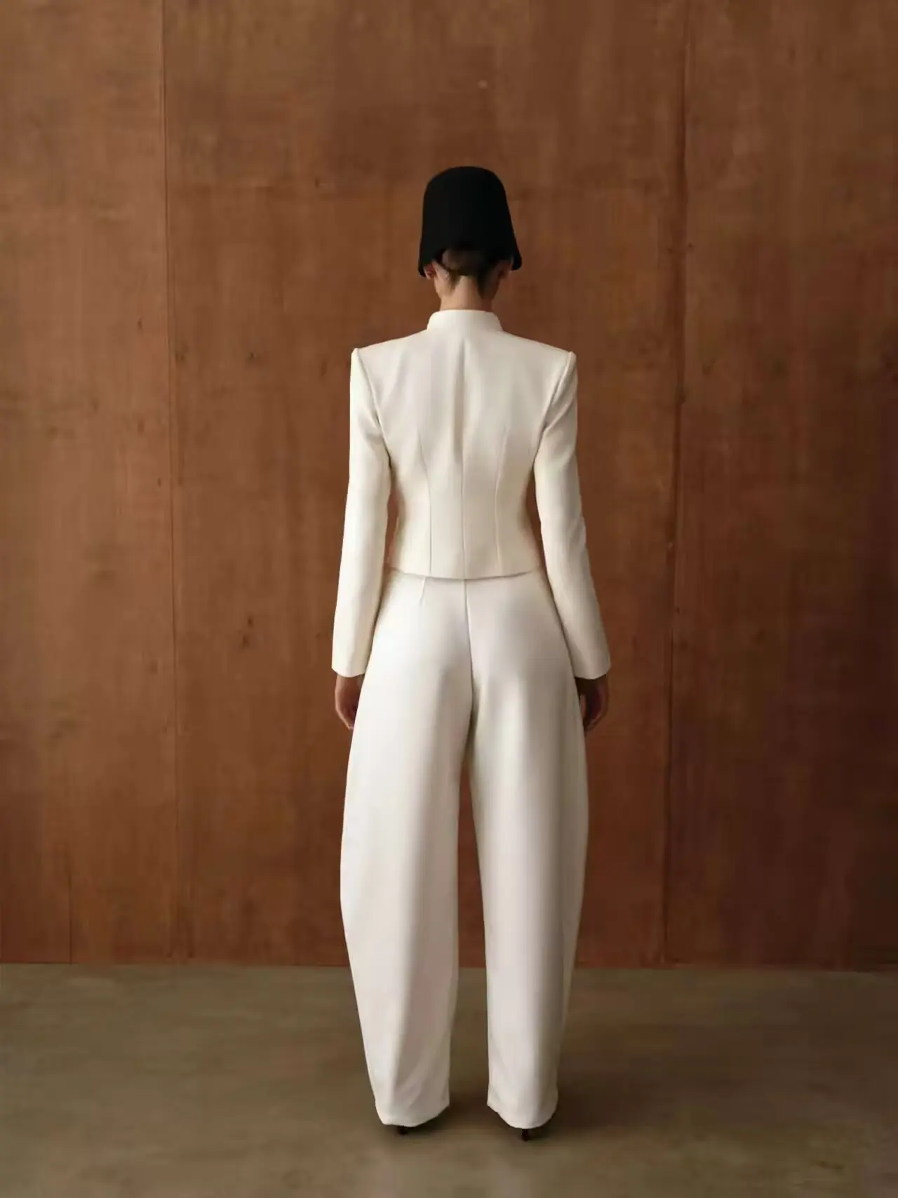 Fashionable Simple Button-Up Top High Waist Wide Leg Pants Set Women's Clothing Autumn New Arrival Elegant Classical Style