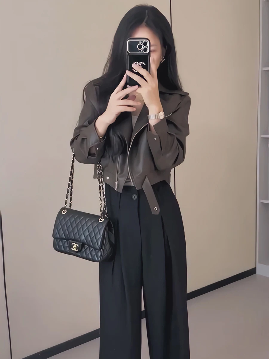 Street Sle Loose Fit ort Zipper Leather Jaet Donna Primavera 2026 Nuovo arrivo High-End Feel Bomber Jaet Top