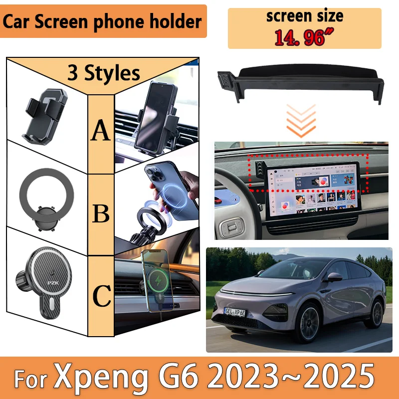 

Держатель для телефона Xpeng G6 2024 2025 2026 Magsafe 360 ° Вращающийся экран, мобильное крепление, GPS-навигатор, кронштейн, подставка, автомобильные аксессуары