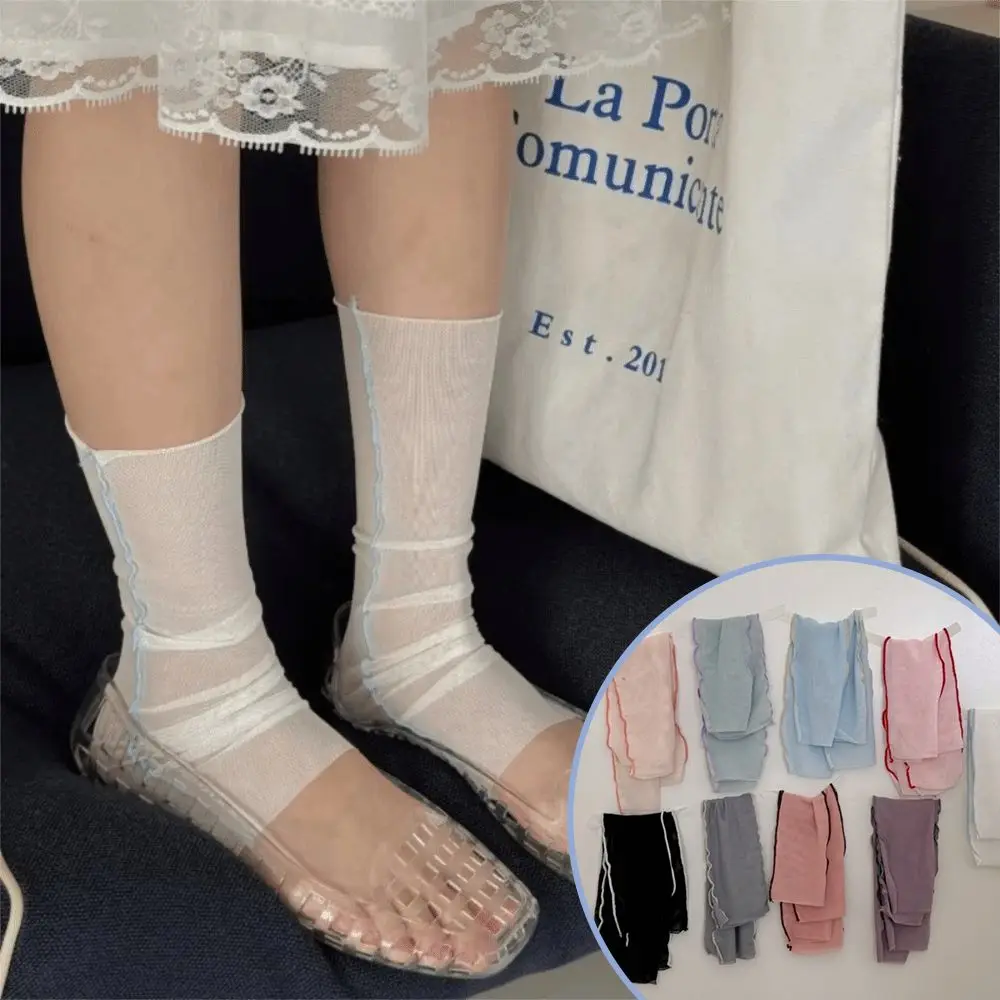 Neue dünne Netz-Eisseide-Beinwärmer aus Lyocell mit Sonnenschutz, atmungsaktive Retro-Print-Wadensocken für den Sommer