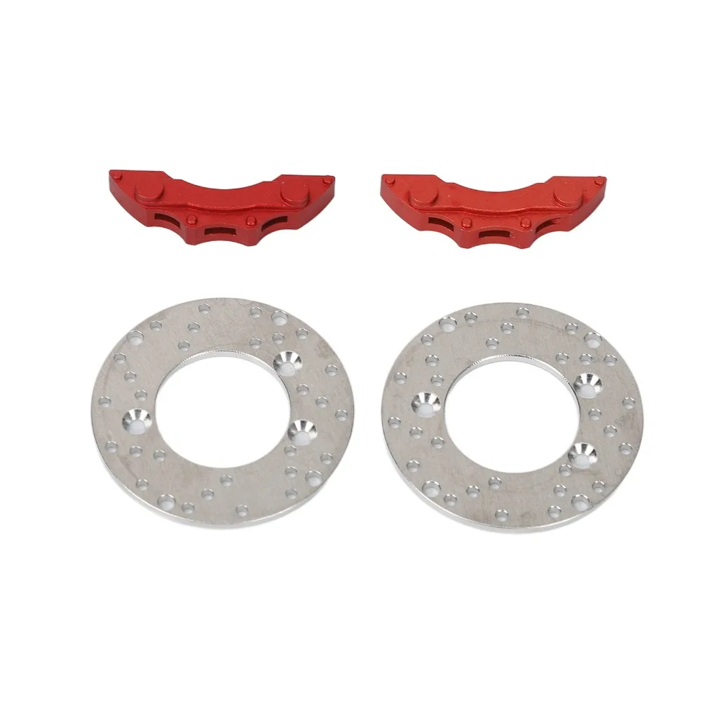 2 Pcs/Set Aluminum Alloy RC Wheel Brake Disc RC Upgrade Part Silver RC Brake Caliper Set for Traxxas TRX4/TRX6 1/10 RC Cars