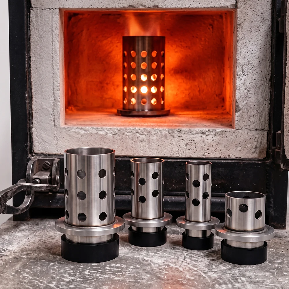 Mini Perforated Stainless Steel Casting Flask with Rubber Base for Jewelry Vacuum Lost Wax Casting Mold Tool