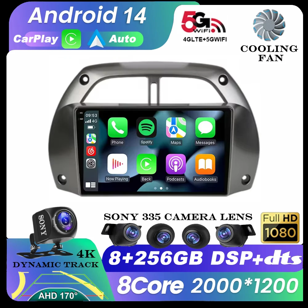 

Android 14 CarPlay AutoRadio GPS Multimedia Player For Toyota RAV4 Rav 4 2001 2002 2003-2006 DSP IPS 2 DIN Car Stereo QLED 4G BT