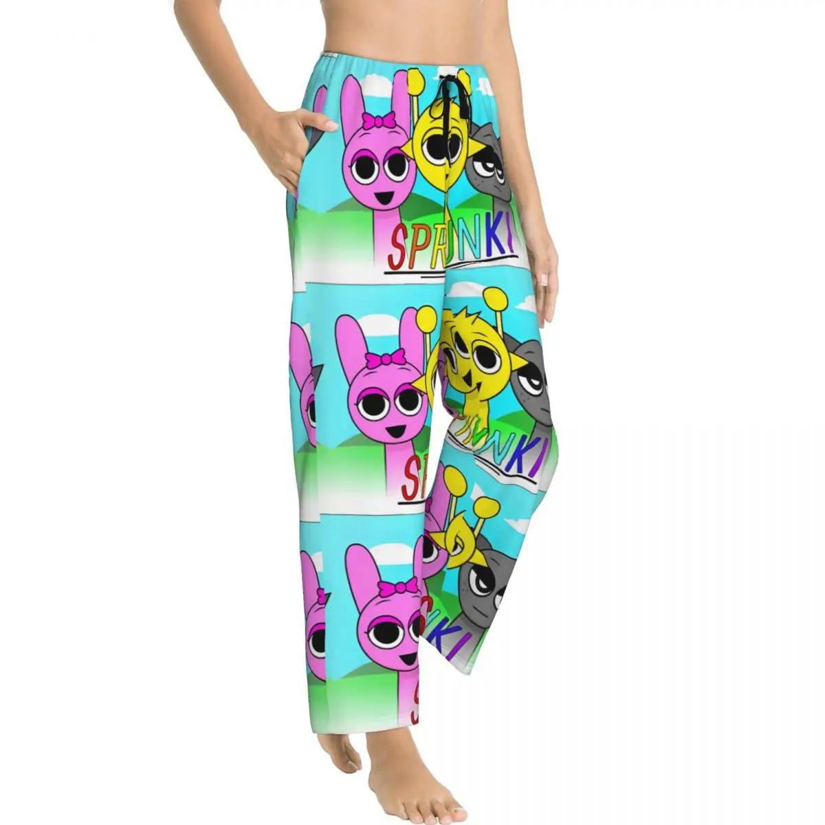 Women's Pyjama Pants Sprunki Poster Simon Pinki Gray Lounge Pants Comfy Pajama Bottoms Dorm