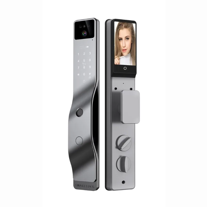3D facial  lock anti-theft wood double door fingerprint lock, electronic password lock smart lock anti-theft door aluminum alloy