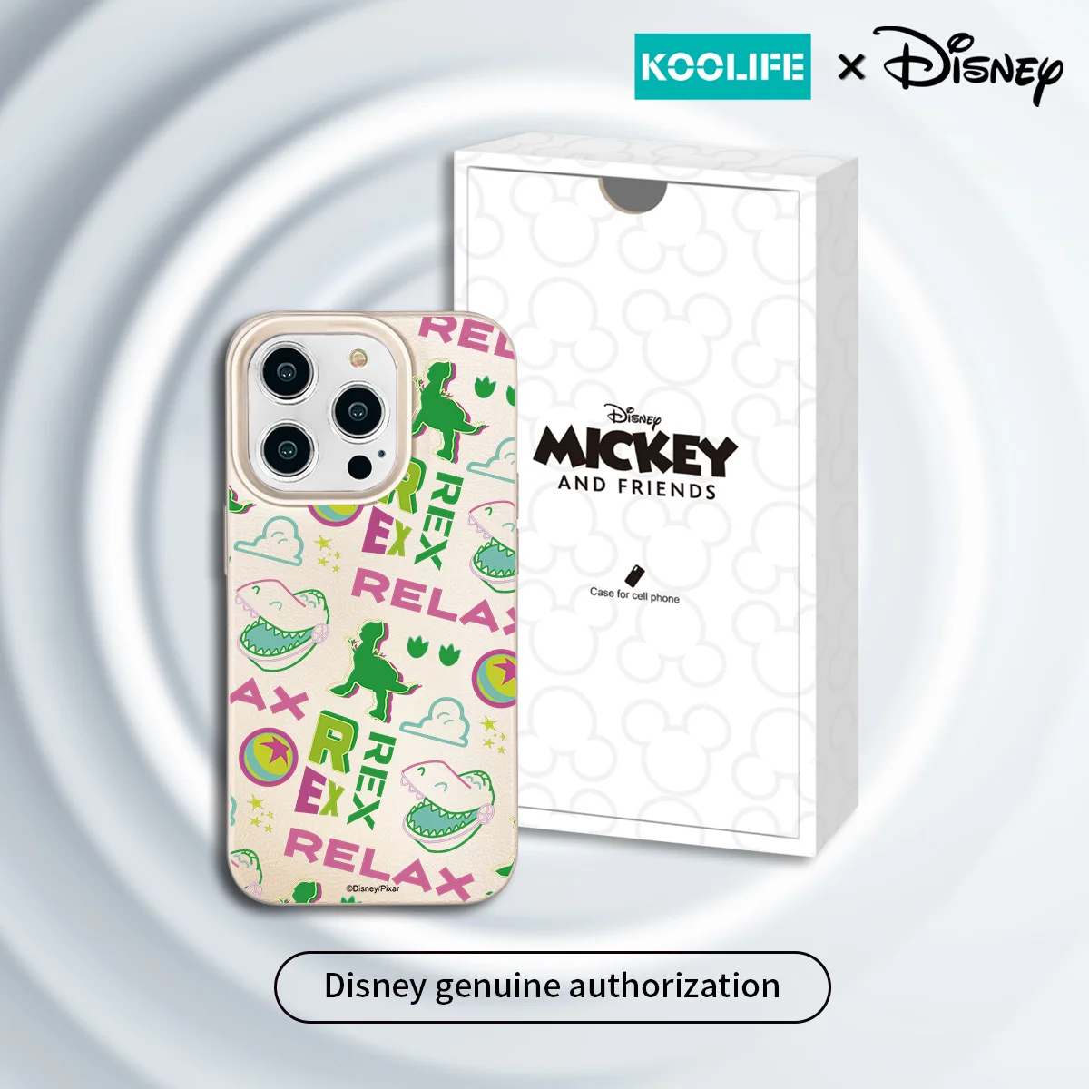 Koolife Rex Disney Genuine Authorized Soft Tpu Leather Phone Case Anti-Fall Protection for iPhone 11 12 13 14 15 16 Pro Max