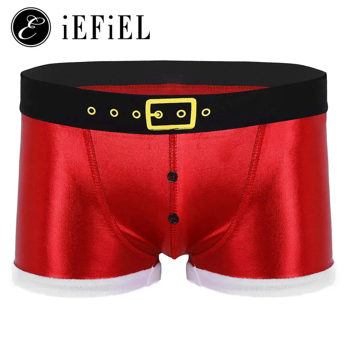 Men Mrs Santa Claus Boxer Shorts Underwear Shiny Metallic Trunks Briefs Underpants Christmas Holiday Show Costume