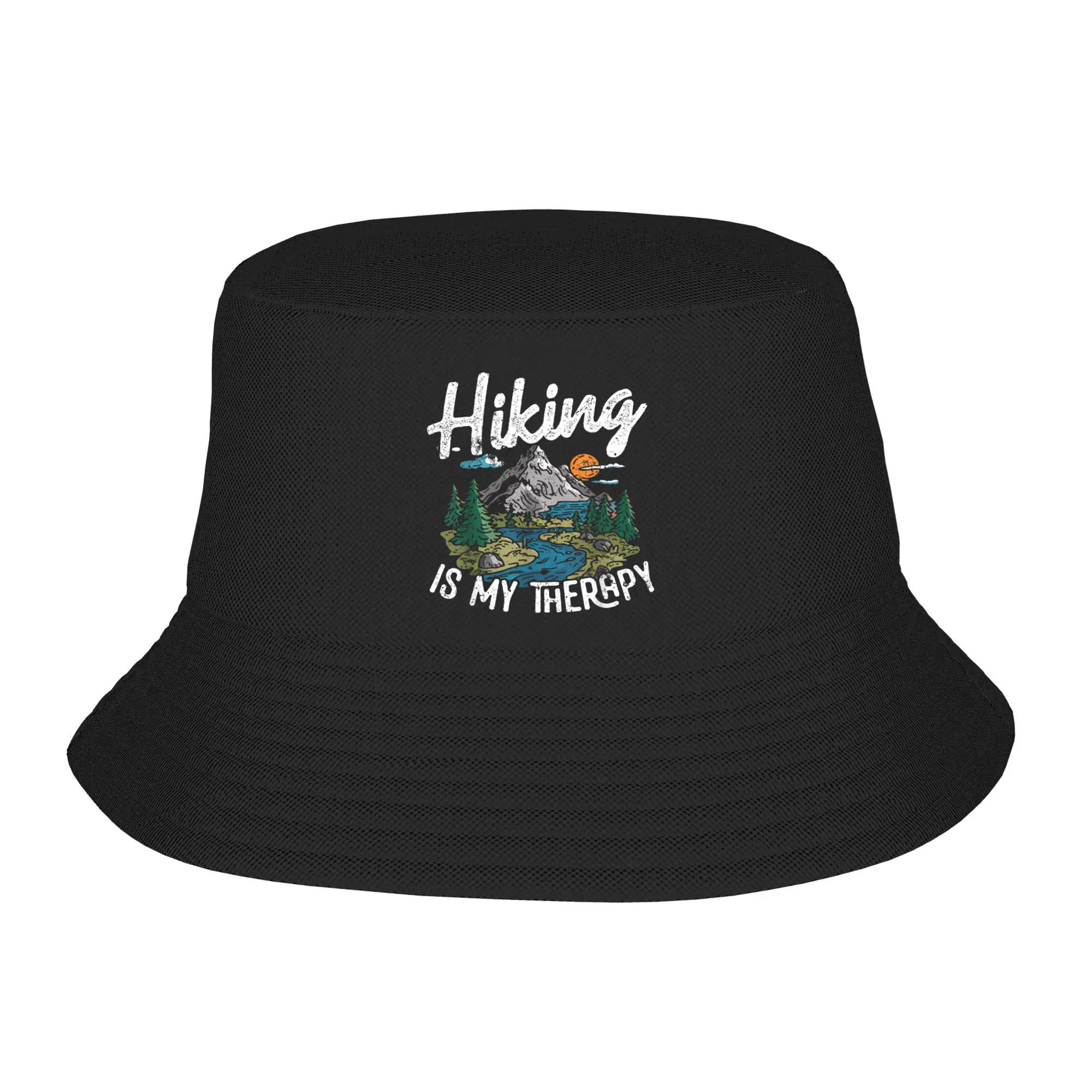 Camping is My Therapy Bucket Hat  Street Style Fisherman Caps Soft Fold Vacation Visor Hats For Women Classic Custom Cap