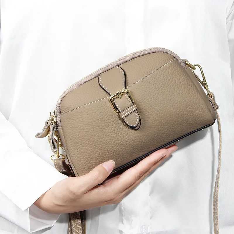 

Women's Genuine Leather Crossbody Bag, Large Capacity Multi-Compartment Shoulder Bag with Adjustable Strap for Women