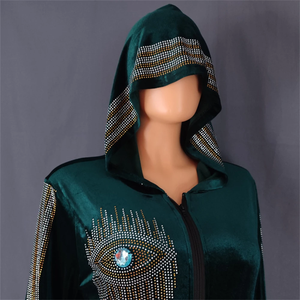 2023 African Dresses Women Spring Autumn Women Long Sleeve V-neck Polyester Sequined Long Robes African Clothes Women ML95Q25