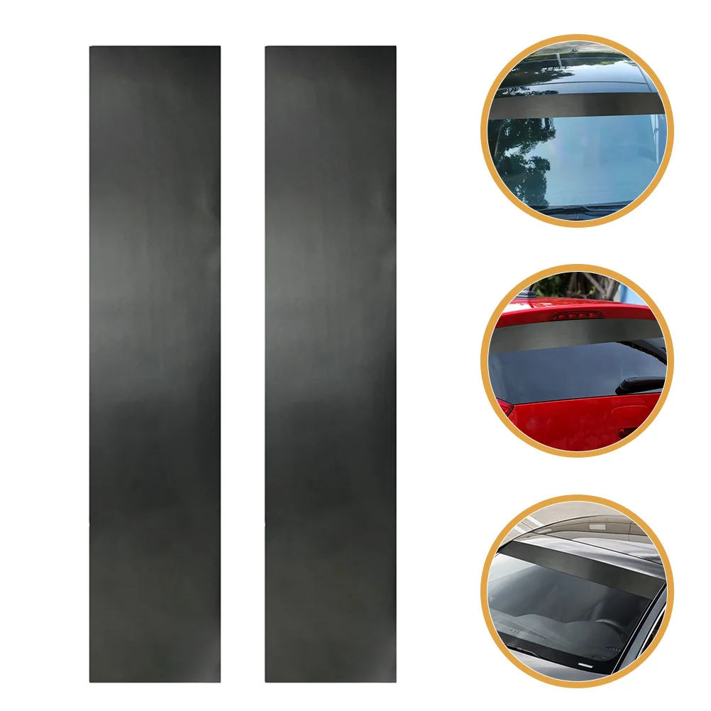 

2Pcs Car Window Sun Shade Sticker Rear Front Windshield Banner Strip Sunlight Shield Uv Protection Fade Resistant