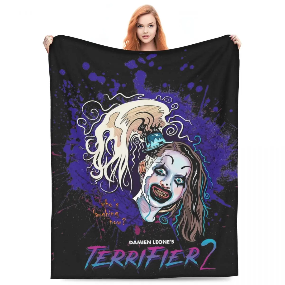 

Terrifier 2 Little Pale Girl Blanket Flannel Print Horror Movie Cozy Lightweight Thin Throw Blanket for Home Couch Bedding Throw