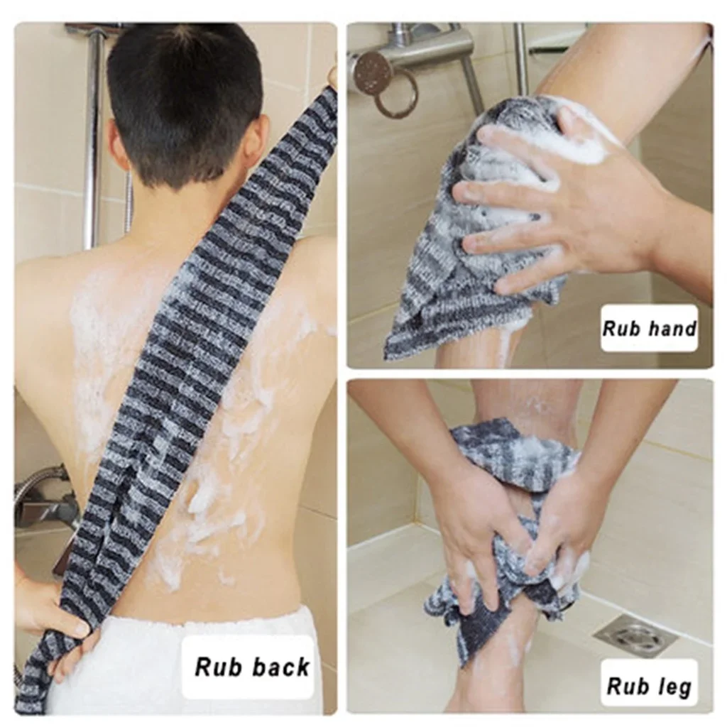 Back Pull Strip Bath Gloves Exfoliating Skin Wash Foam Towel Massage Back Shower Scrubber Hemp Body Cleaning Towel New