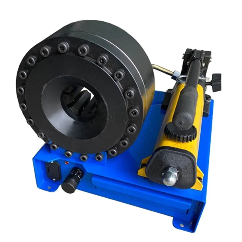 

Гидравлический обжимной станок для шлангов 6-19 мм. Ручной термоусадочный станок. Пресс для гидравлических шлангов с 6 комплектами штампов.