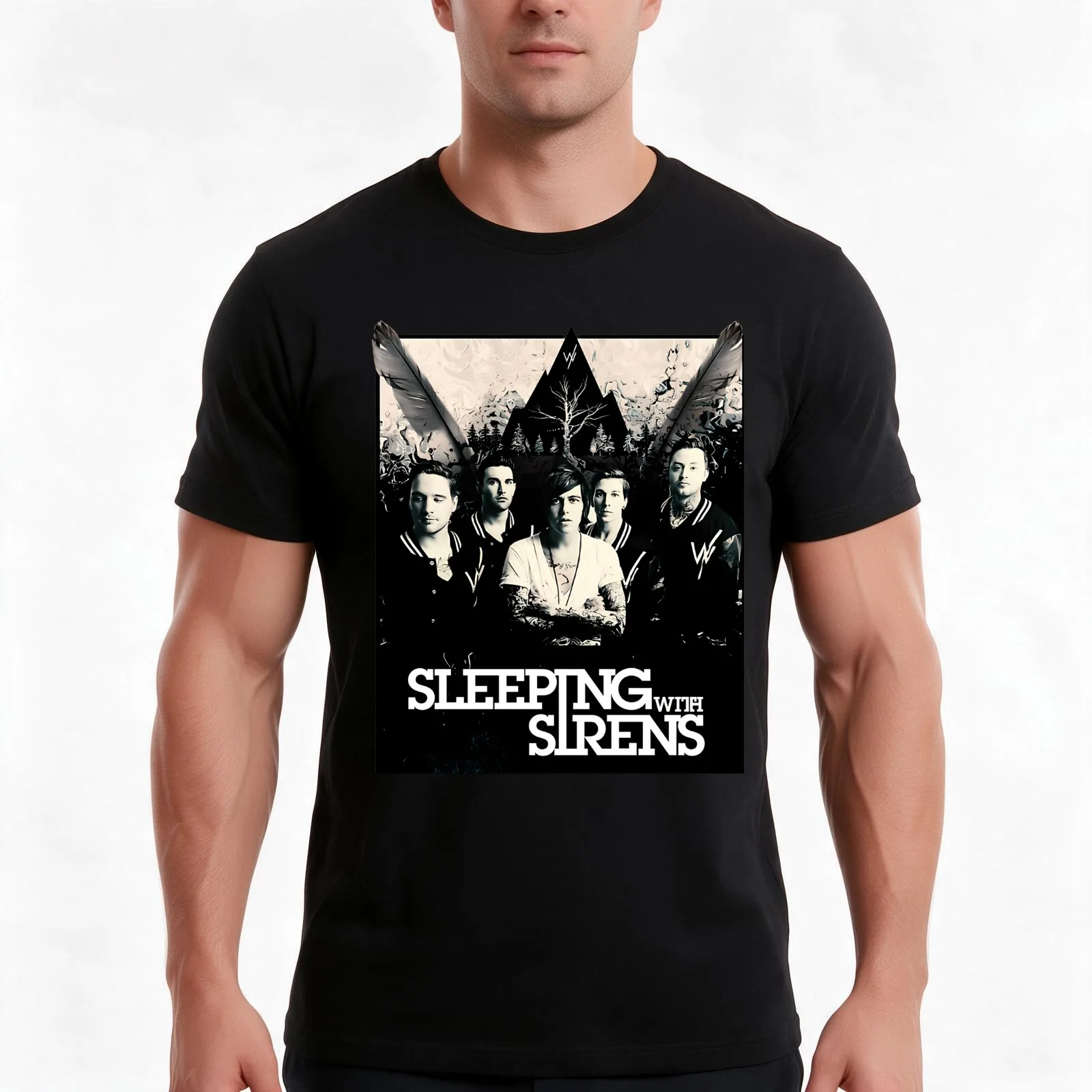 Sleeping with sirens - Feel tribute T-Shirt, Summer Casual Cotton Tee, Oversized Streetwear Tops, Vintage Graphic Print