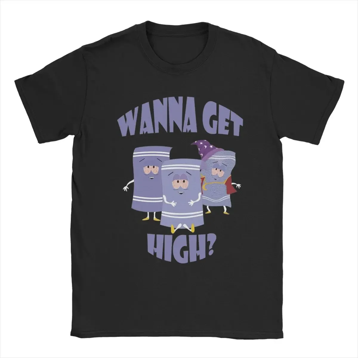 Towelie Wanna Get High Southparks Men\'s T Shirt Awesome Tee Shirt Short Sleeve O Neck T-Shirts Pure Cotton Printed Clothing