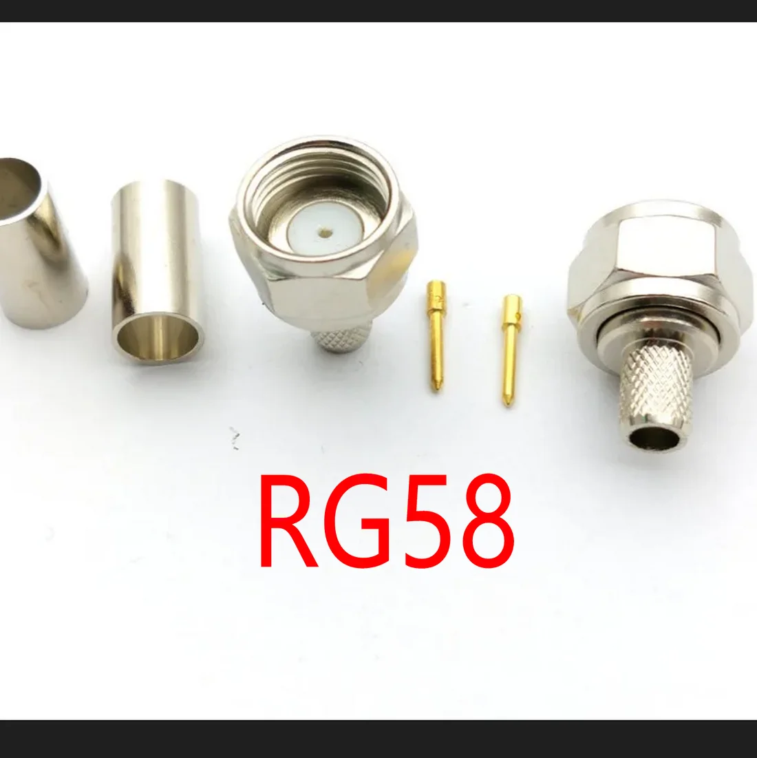 100pcs 75 Ohm brass F Male Plug Straight Crimp RG58 LMR195 RG142 RG400 RF Connector adapter