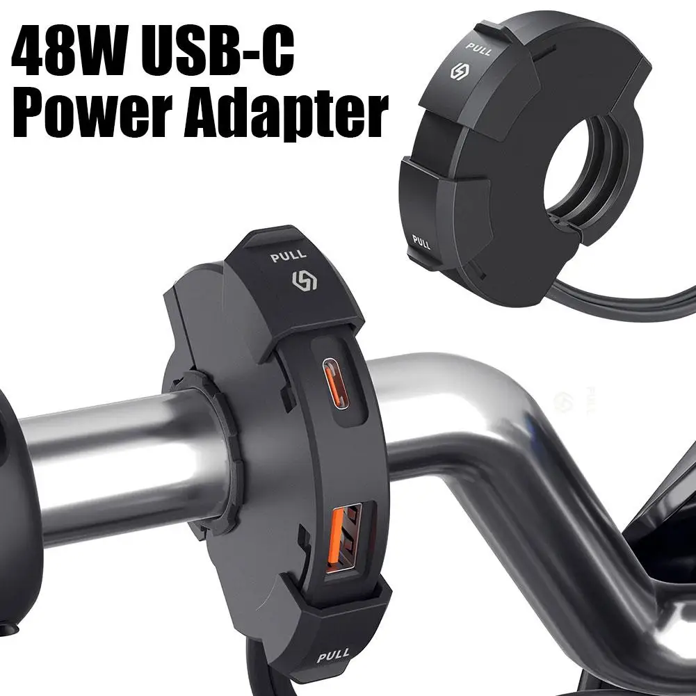 

Universal QC3.0 Motorcycle USB Charger 48W USB-C Power Bracket Mounting Handlebar Camera Phone Adapter Waterproof Charger B7O8