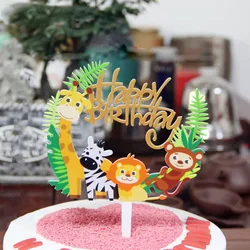 1pc Forest Animal Cake Topper Woodland Jungle Safari Theme Kids 1st Birthday Party Cake Decoration Baby Shower Party Supplies