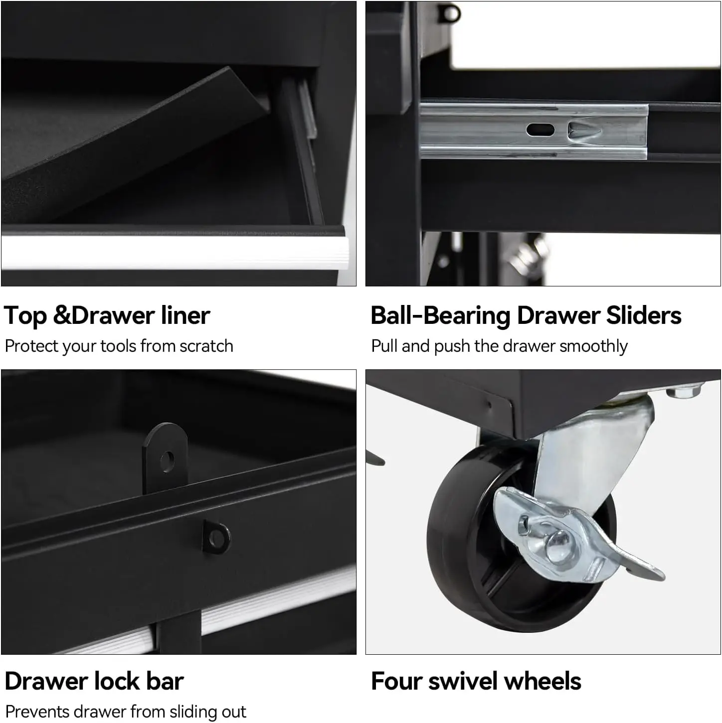 HPDMC 5-Drawer Rolling Tool Chest Adjustable Shelf Lockable Drawers Detachable 2 in 1 Mechanic Tool Box Storage Cabinet