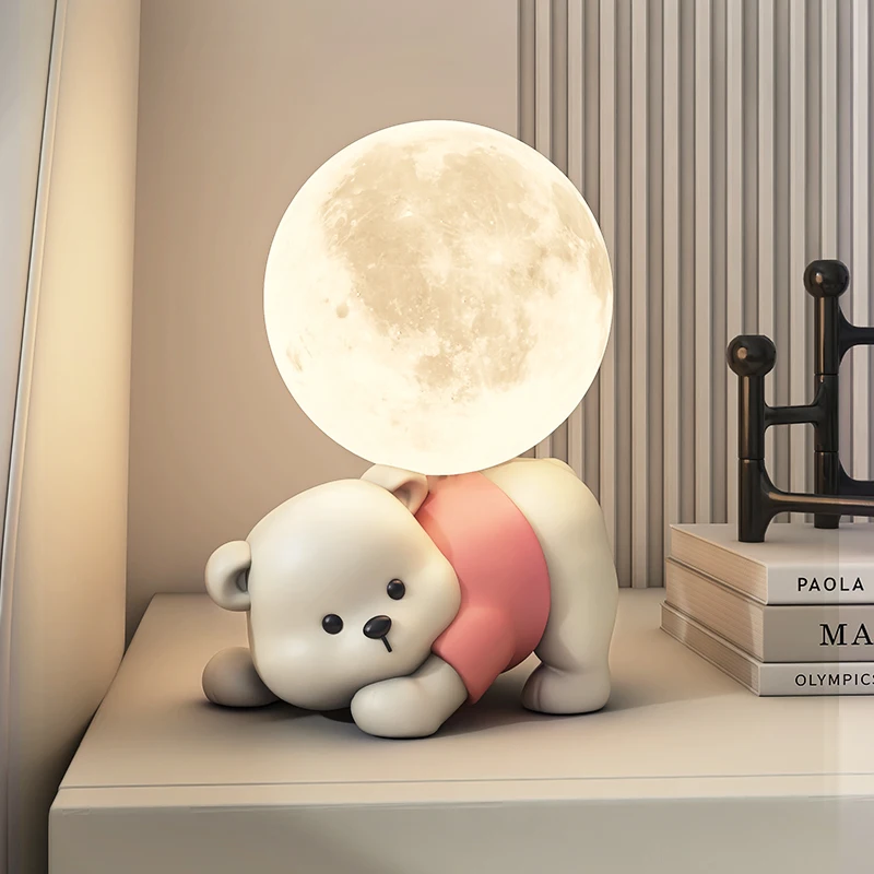 

Home Decor Luminous Small Vitality Bear Statue Desktop Art Ornament Simple Creative Birthday Gift Bedroom Cute Animal Sculptures