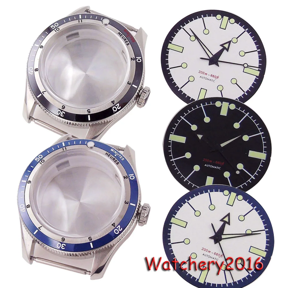 

40mm Watch Case For NH35 NH36 ETA 2824 PT5000 Double Bow Sapphire Glass 200M Waterproof Diver Automatic Movement Screw Crown